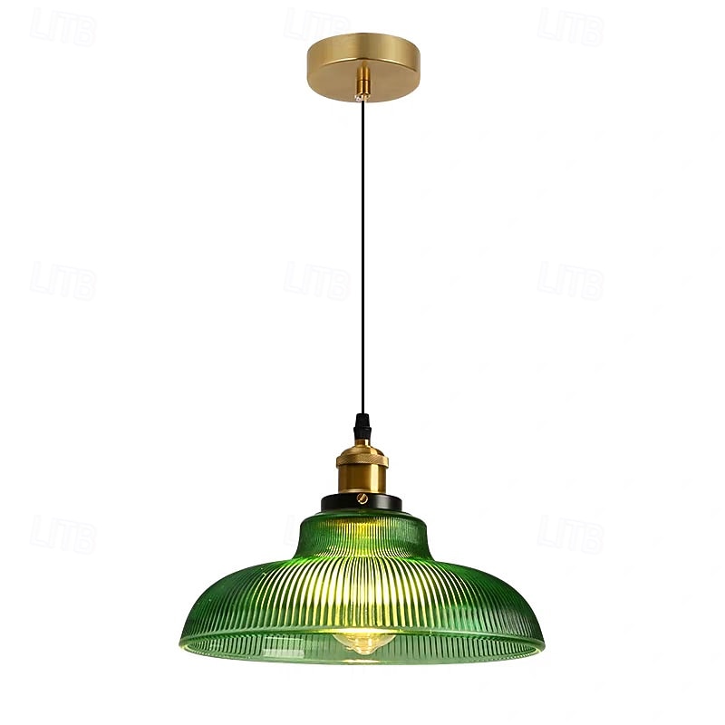 Grüne, gestreifte Glas-Pendelleuchte, 1-flammig, großes Kuppeldesign, E27-Fassung, Vintage-Kronleuchter für Kücheninsel, Esszimmer und Café-Bar, 110–240 V 2026 - $173.99 –P2
