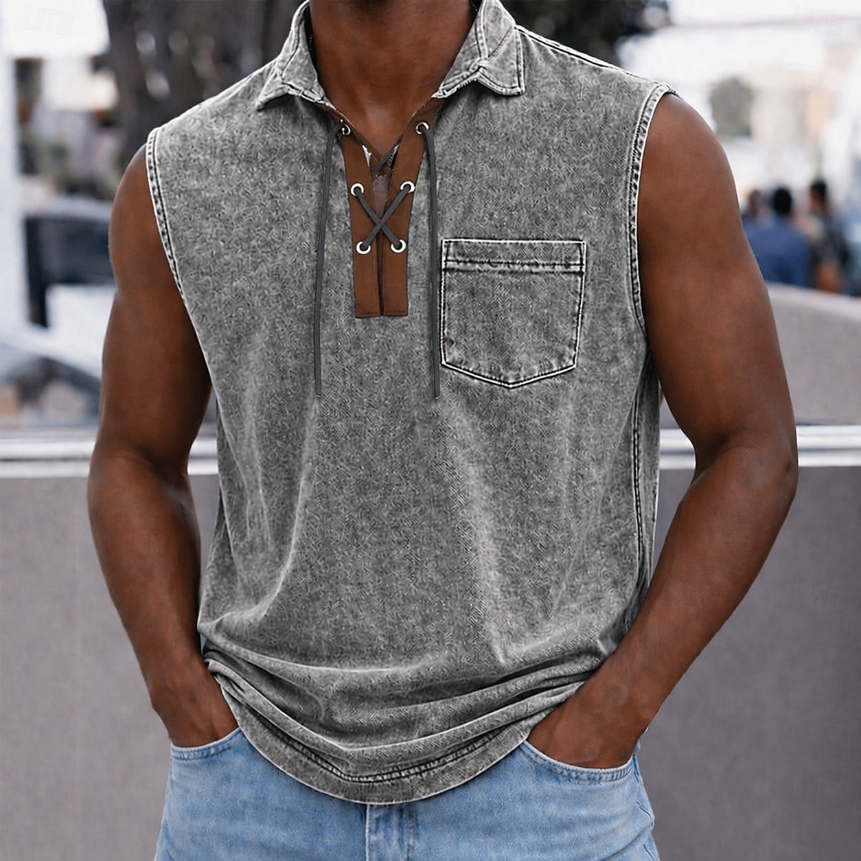 SoftFade™ Men's Polo Shirts 100% Cotton Acid Wash Shirt Casual Holiday Lace Up Neck Short Sleeve Fashion Basic Plain Vintage Plain Summer Spring Blue Black Pink Gray 2026 - $32.99 –P3