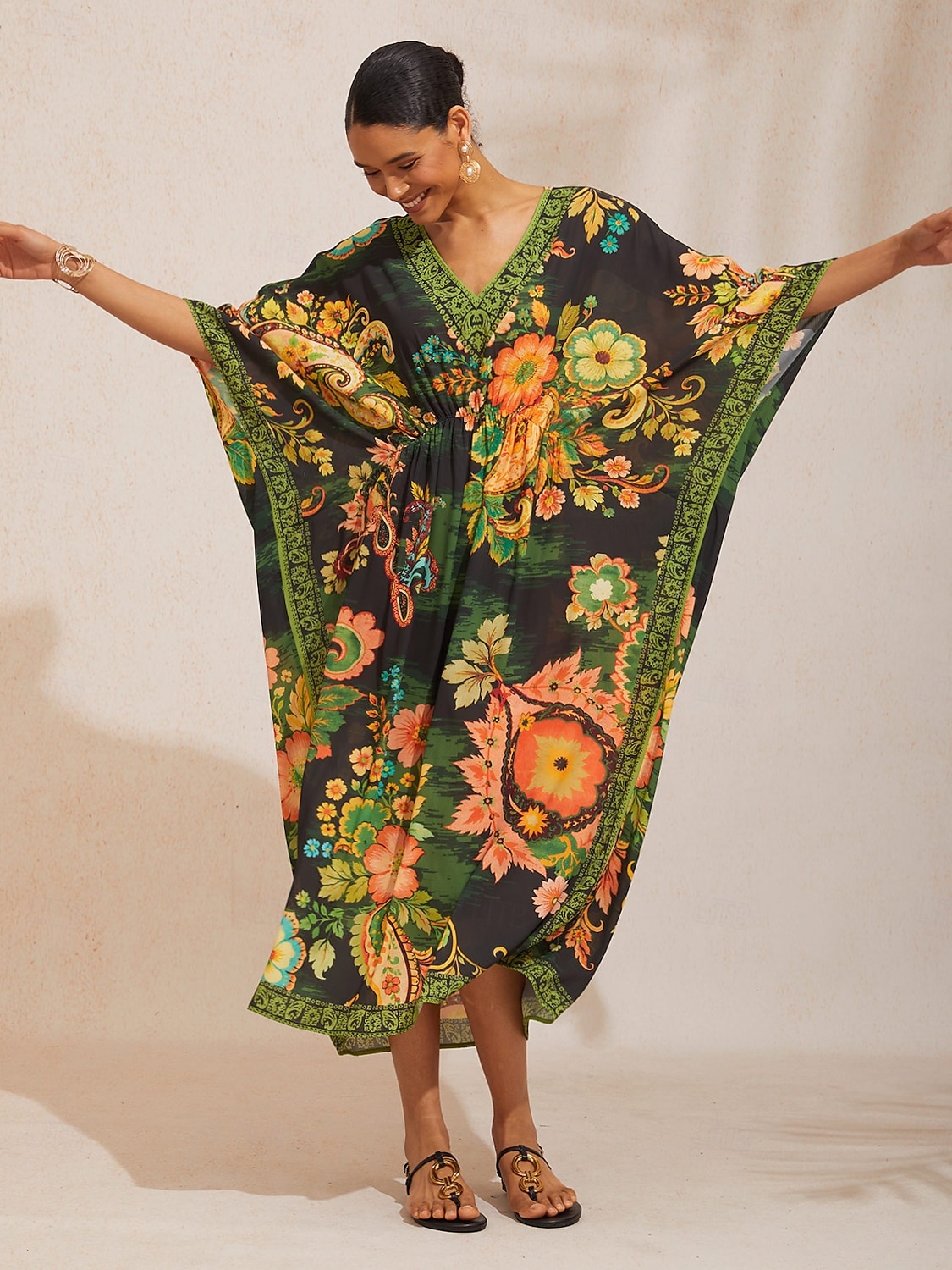 paisley mintás, lenge sifon kaftán 2026 - $79.99 –P4