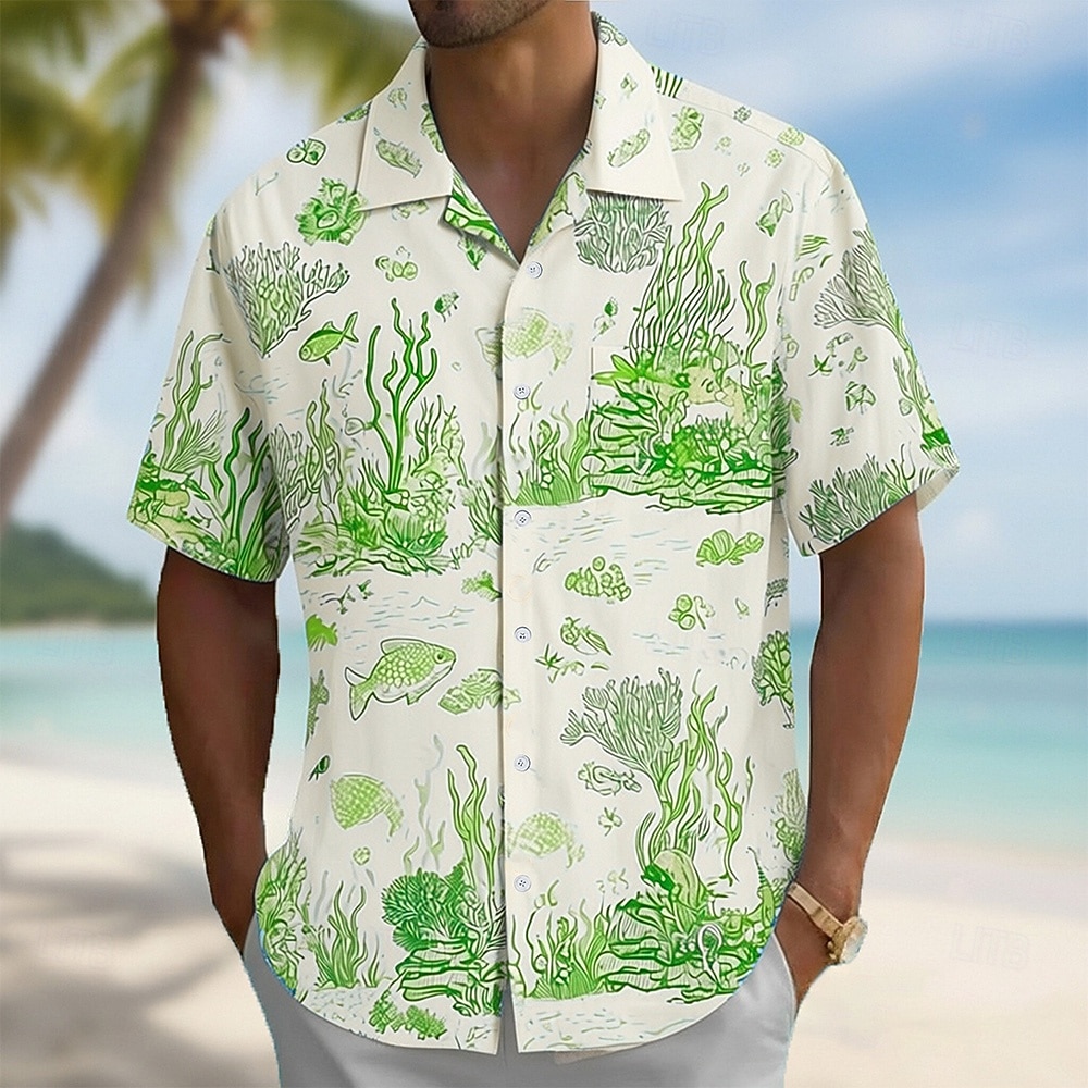 Per uomo Pesce Creature marine Corallo Camicia Camicia con colletto cubano Camicia hawaiana estiva Manica Corta Hawaiano Vacanza Ferie Abbigliamento mare Estate Primavera Camicia con colletto camp del 2026 a $25.99 –P2