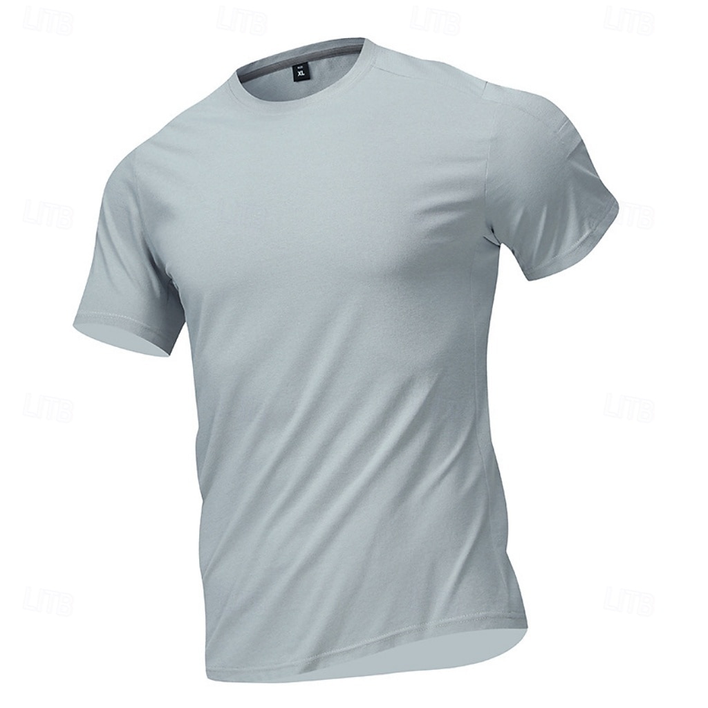 Men's T Shirt Short Sleeve Shirt Tee Top Short Sleeve Crew Neck Summer Spring Solid Color Streetwear Stylish Leisure Quick Dry Slim Daily Outdoor Running Light Grey Top Tee for Men 2026 - $22.99 –P6