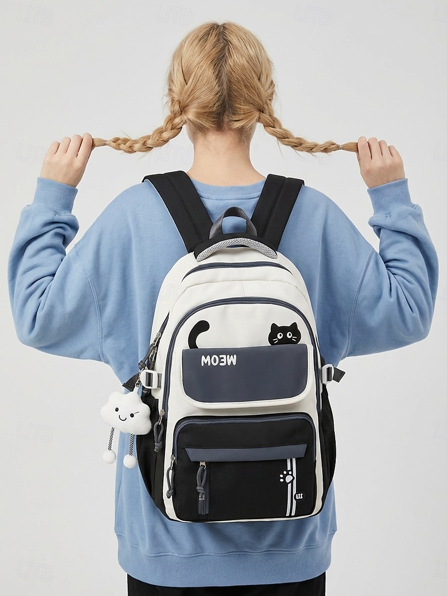 Women's Polyester Backpack, Cat Print Design, Luggage Strap Compatible, Large Capacity, Adjustable Shoulder Straps, Multiple Colors, Ideal for Back-to-School, Travel, Outdoor, Daily Casual Wear 2026 - $29.99 –P1