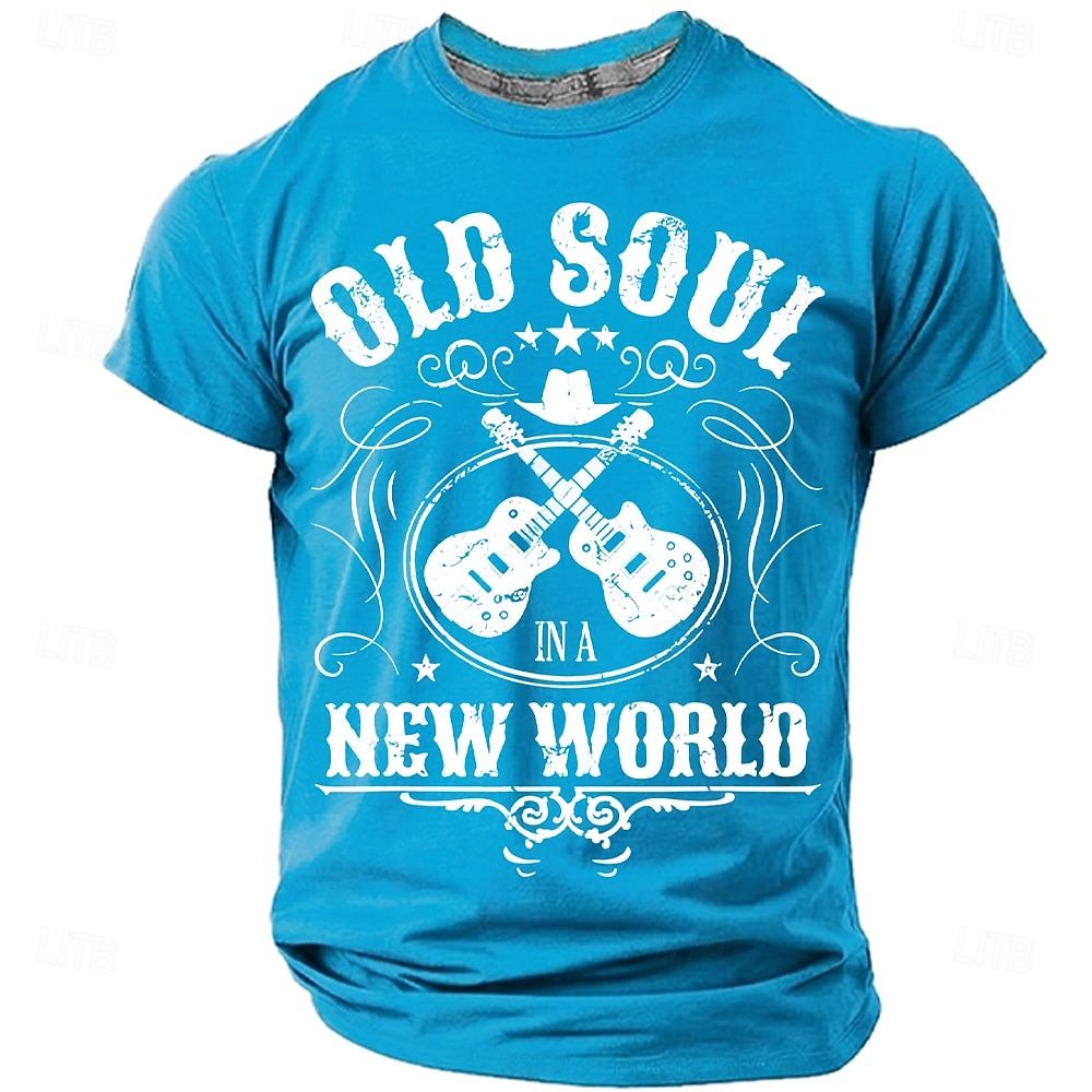 Men's Old Soul In A New World Crossed Guitars Cowboy Hat Stars Vintage Distressed Country Music Retro T Shirt Tee Graphic Regular Fit Casual Concert Gift Designer Clothing Apparel S M L XL XXL XXXL 2026 - $18.99 –P6