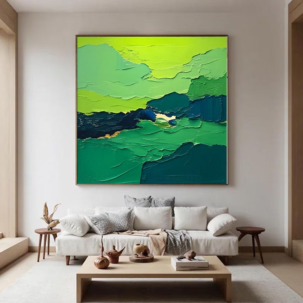 Abstract Green Landscape Oil Painting on Canvas Modern Textured ...