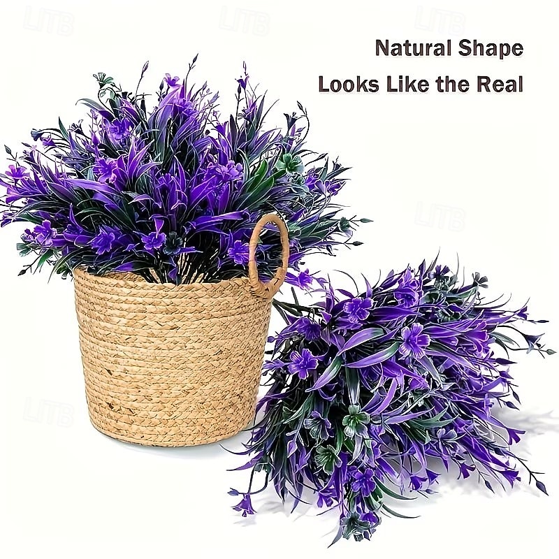 12 bouquet di fiori artificiali viola brillante con protezione UV, piante artificiali realistiche, adatte per decorazioni interne ed esterne, perfette per appendere fioriere e giardini. del 2026 a $23.99 –P6