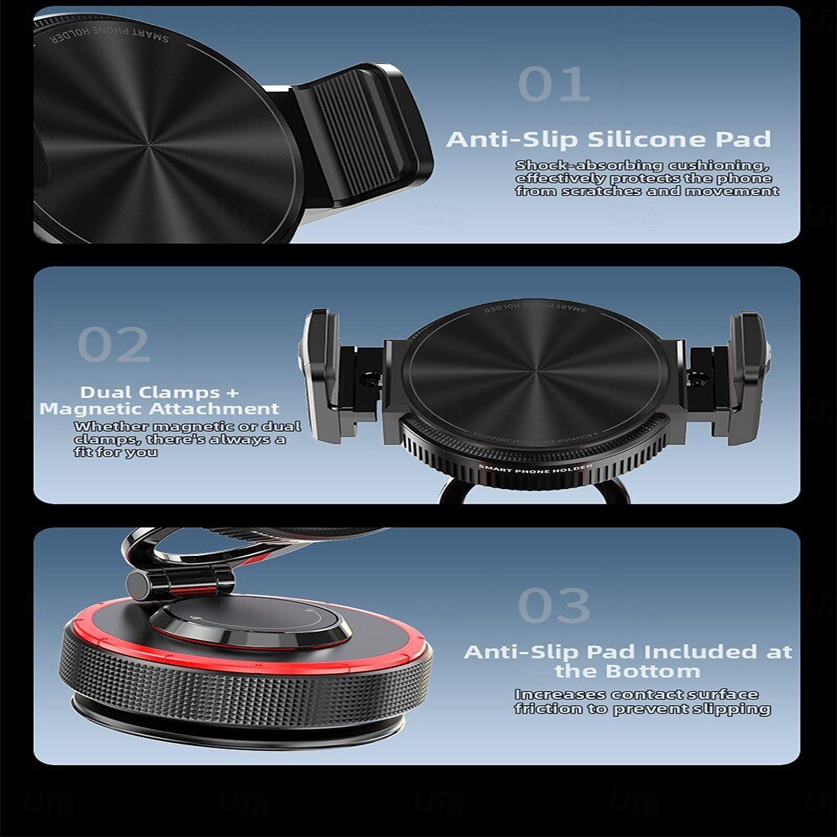 Nano Suction Car Phone Mount, Super Stable Dashboard Cell Phone Holder for Car, 360° Rotation Foldable Portable Phone Stand Anti-Shake Compatible with iPhone 17 16 15 14 Pro Max, Samsung Galaxy S26 2026 - $29.99 –P5