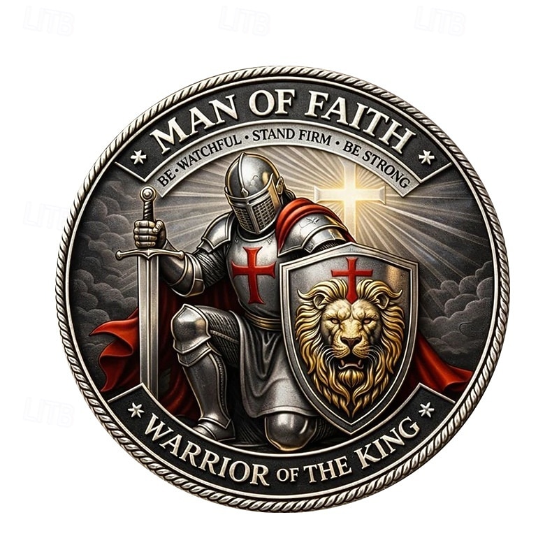 Man of Faith Commemorative Coin, Lion of Judah Design, Warrior of the King Collectible, Inspirational Christian Gift with 1 Corinthians 16:13 Bible Verse 2026 - $19.99 –P2
