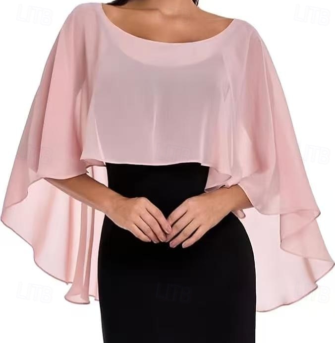 Damesomslag Bolero Moeder Wraps Bruids Wraps Wraps voor bruiloftsgasten Elegant Dames Formele Stijl Mouwloos Chiffon Bruiloftsomslagen Met Pure Kleur Voor Dagelijks Lente zomer 2026 - $34.99 –P2