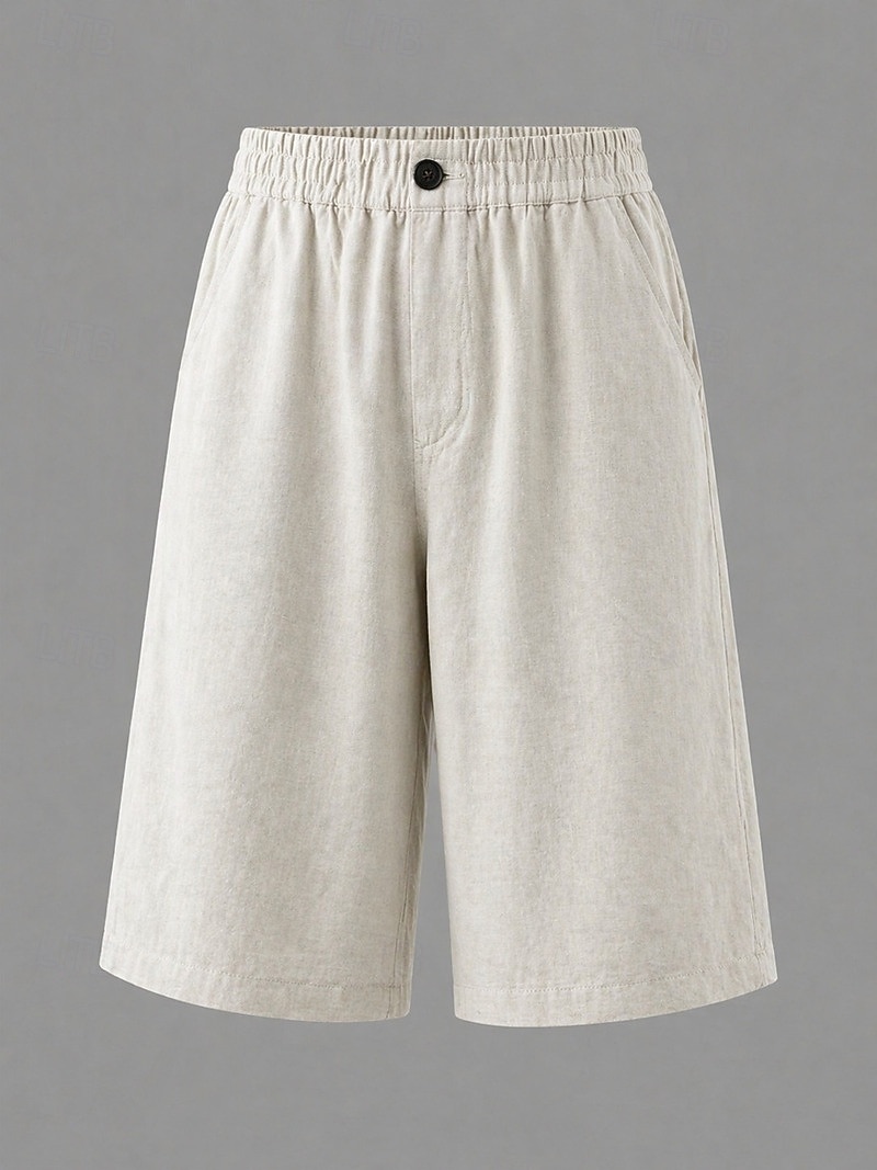Femmes Pantalon effet lin Bermuda Pantalon capri Shorts Décontracté Quotidien Court Taille Moyenne Uni Poches Latérales Respirabilité Confortable Non Elastique Sortir Week-end Noir Blanche Jaune Vert de 2026 ? $7.99 –P10