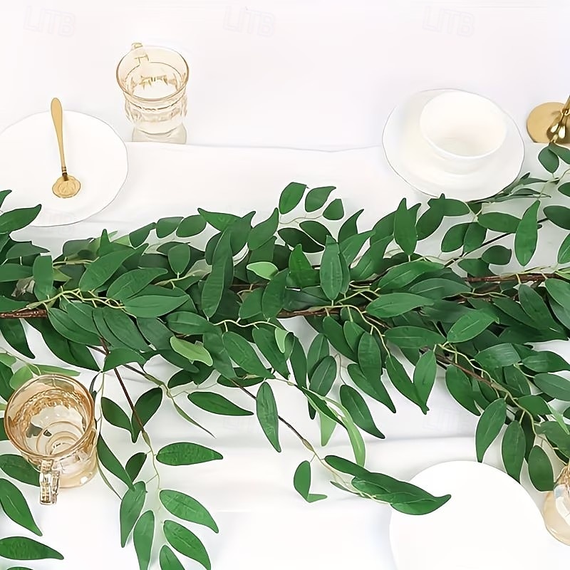 2/4 buc ghirlandă artificială din frunze de salcie verde, plante suspendate din plastic lungi de 2 m cu frunze detașabile, decor realist din iederă artificială pentru nuntă, logodnă, petrecere, casă, 2026 - $36.99 –P5