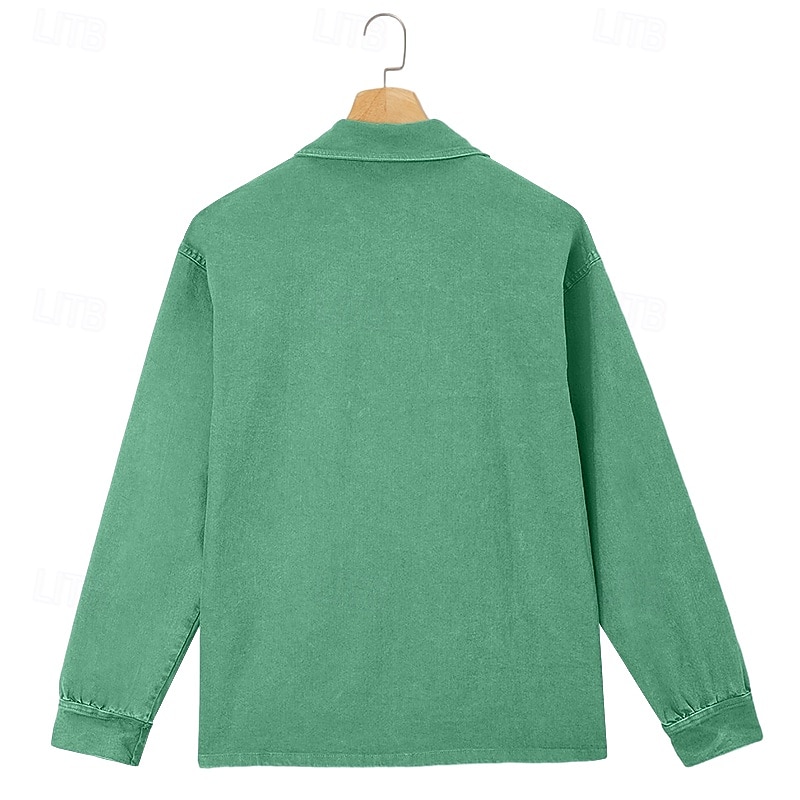 Herren Baumwoll-Poloshirt Lässig Urlaub Klassisch Langarm Mode Basic Einfarbig Einfach Vintage-Stil Gewaschen Winter Frühling & Herbst Ganzjahres Lässiger Schnitt Schwarz Hellgrün Rosa Marineblau 2026 - $33.99 –P14