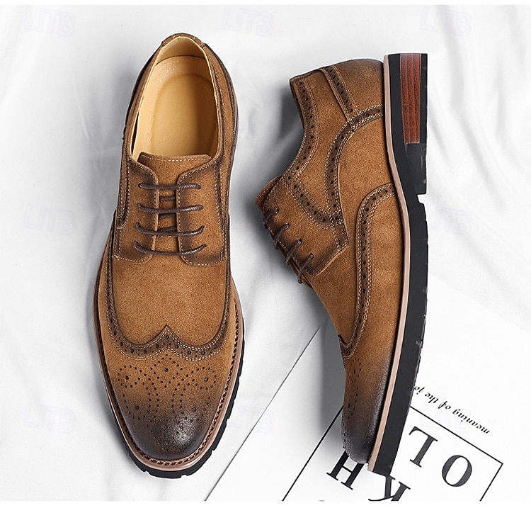 Miesten ruskeat siipikärkilliset brogue-puvunkengät, klassiset nauhalliset business-kengät, muodolliset oxfordit kypsille miehille, toimistovaatteet, häät, juhlat ja smart casual -tapahtumat 2026 - $59.99 –P1