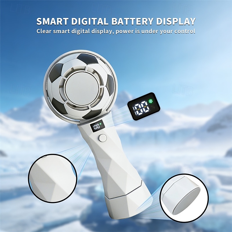 Soccer Handheld Fan, Portable Personal Mini Fan with LED Digital Display, USB-C Rechargeable Small Football Fan with Desk Base for Kids, Sports Fans, Travel, Office, Outdoor 2026 - $21.99 –P4