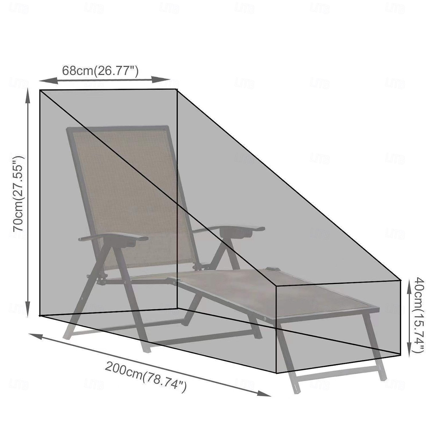 Vattentätt överdrag till schäslong i uteplatsen, 2-pack överdrag till poolstolar för stapelbara dynor och utemöbler, 200 x 76 x 61 cm h, svart 2026 - BHD 8.27 –P8