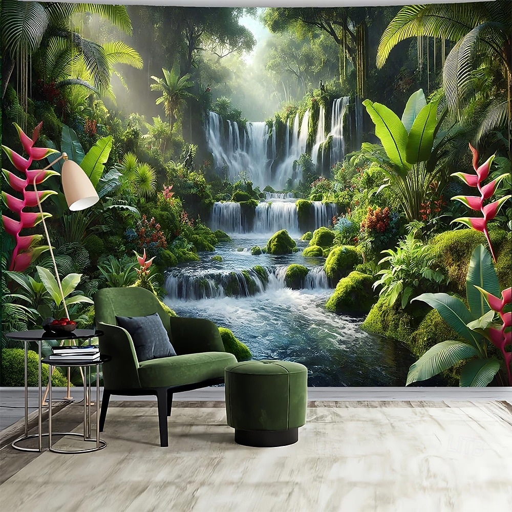 Nature Forest Wall Tapestry Sunrays Sunlight Through Trees Landscape Wall Hanging Misty Woodland Mossy Pine Forest Scenery Large Fabric Poster for Bedroom Living Room Zen Decor 2026 - $20.99 –P5