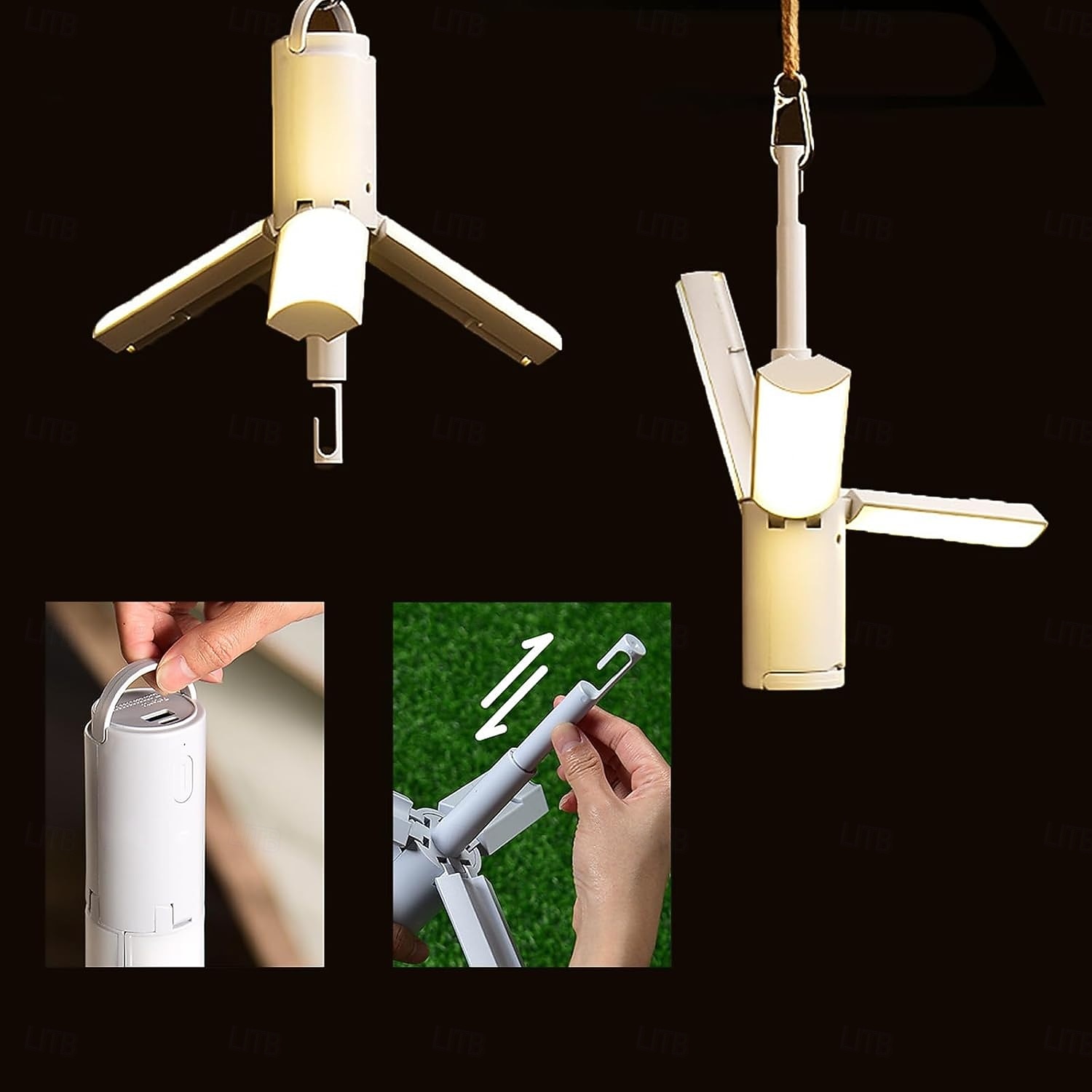 Lampe de camping LED à piles, lanterne de camping portable à intensité variable, lampe de table de camping rechargeable et déformable avec éclairage d'ambiance, lustre de camping pour éclairage de 2026 ? $23.99 –P5