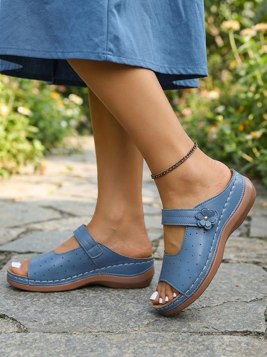 Women's Sky Blue Appliques Slide Sandals – Breathable Cutout Lightweight Comfort Summer Shoes for Casual, Travel and Everyday Wear 2026 - $24.99 –P1