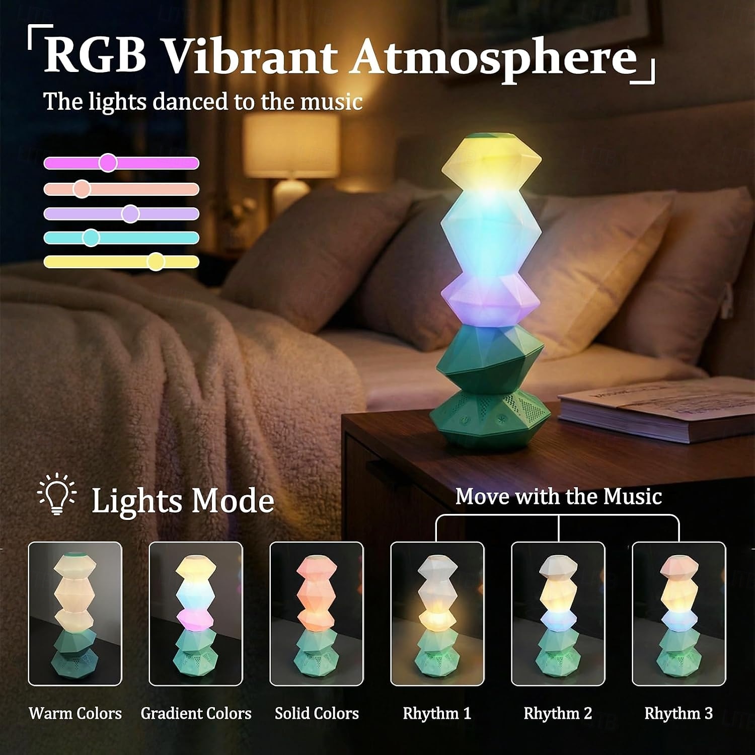 Magic Crystal Bluetooth-luidspreker met afstandsbediening en RGB-sfeerverlichting. &Draaifunctie, aanraakbediening, Bluetooth 5.3, draagbaar woonaccessoire, cadeau voor tieners en volwassenen 2026 - $77.99 –P2