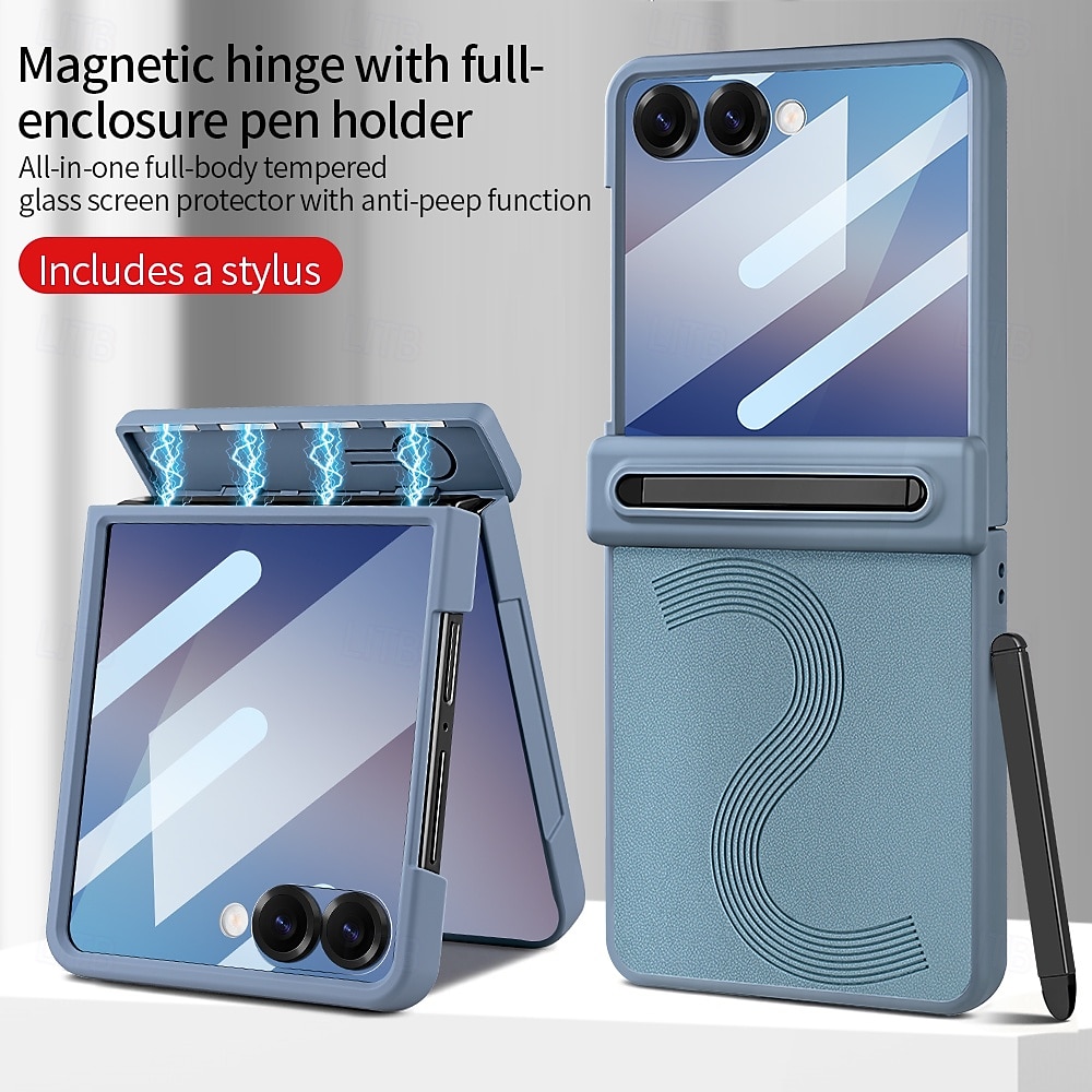 Phone Case For Samsung Galaxy Z Flip 7 Z Flip 6 Back Cover with Screen Protector PU Leather 2026 - $29.99 –P15