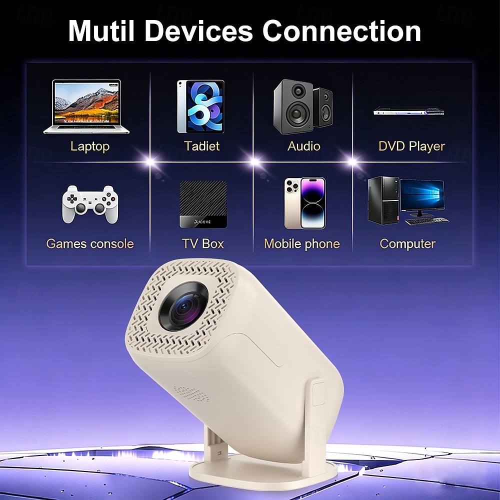 Smart Projector with Android 14, WiFi 6, BT 5.2, 180° Rotating Portable Projector, 8K Decoding, 200 ANSI Lumens, Movie Projector for Home, Outdoor, TV Stick, iOS, Android, Allwinner H723 Chip 2026 - $86.99 –P4