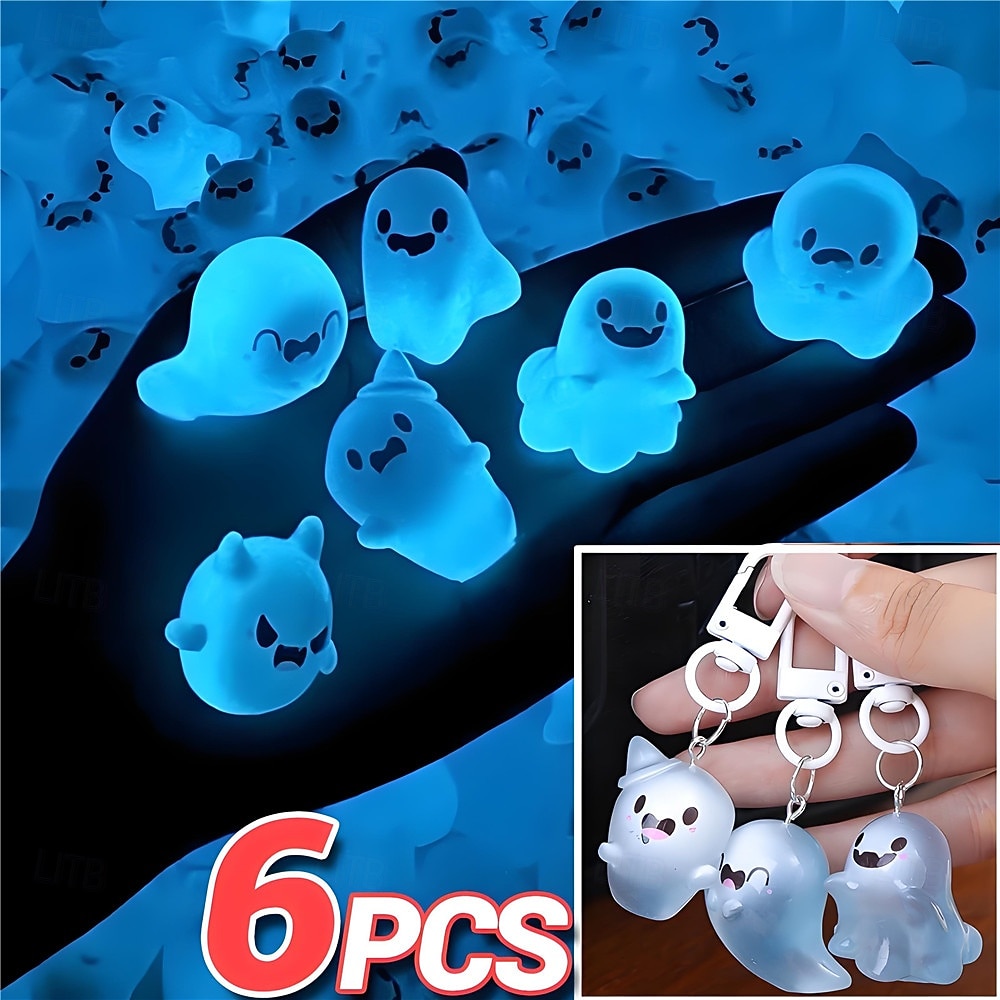 6 Pcs Glow in The Dark Ghost Keychains,  Cute Kawaii Mini Cartoon Resin Ghost Key Chain Charms for Backpacks, Bags, Halloween Party Favors, Gifts for Kids Adults 2026 - $13.49 –P2