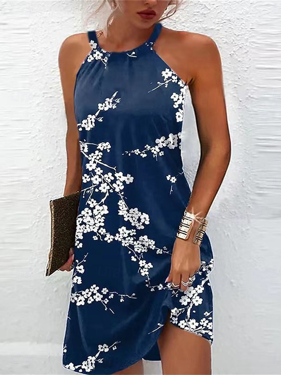 Women's Summer Dress Halter Neck Dress Print Dress Active Fashion Streetwear Outdoor Vacation Daily Regular Fit Paisley Sleeveless Halter Neck Yellow Royal Blue Blue Dark Blue Summer Spring 2026 - $24.99 –P2