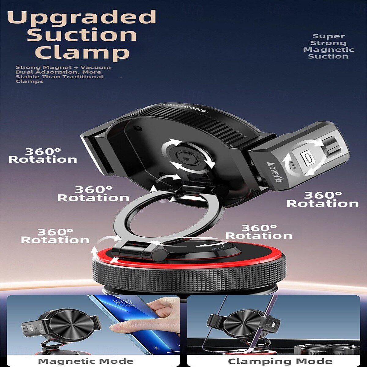 Nano Suction Car Phone Mount, Super Stable Dashboard Cell Phone Holder for Car, 360° Rotation Foldable Portable Phone Stand Anti-Shake Compatible with iPhone 17 16 15 14 Pro Max, Samsung Galaxy S26 2026 - $29.99 –P6