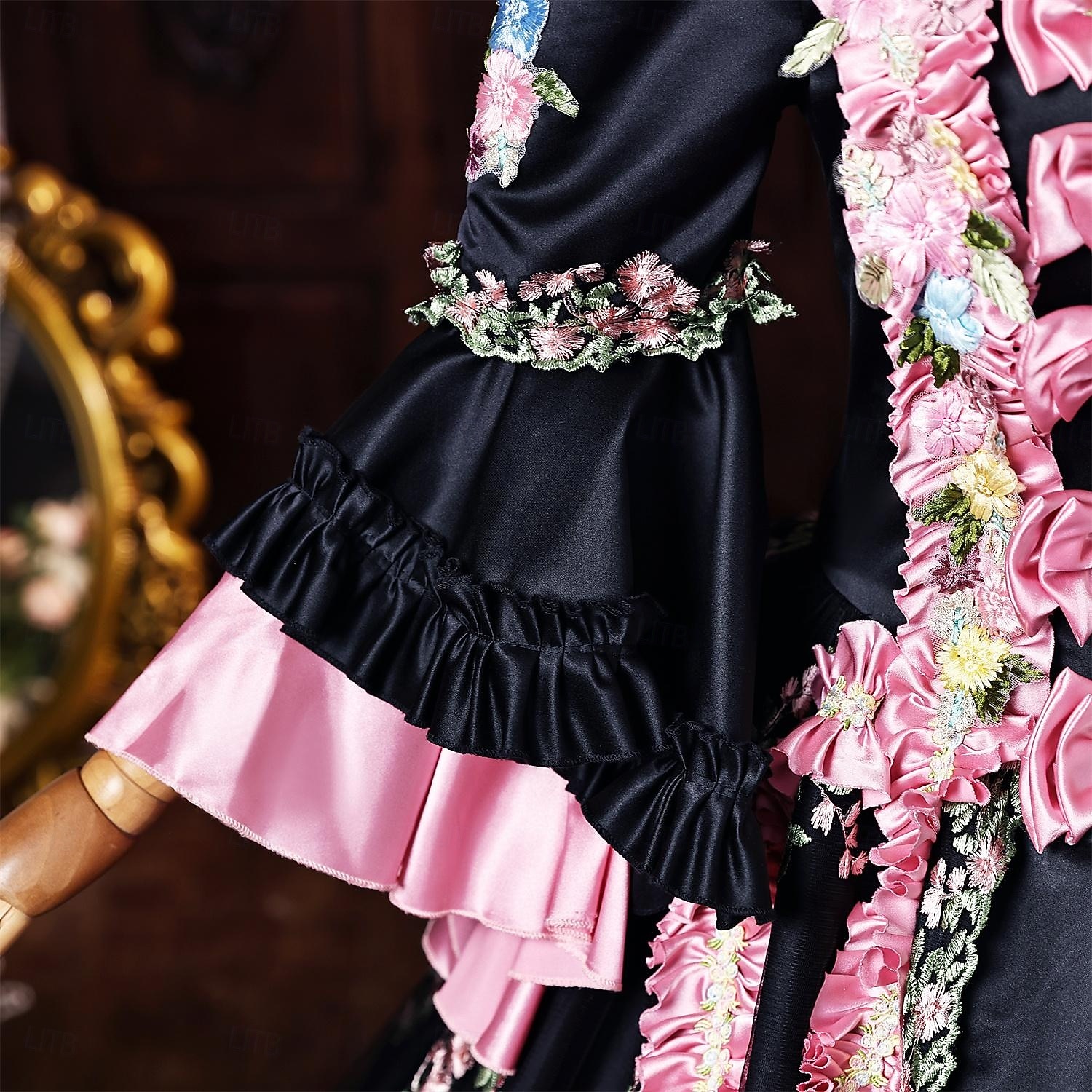 Rococo Baroque Ball Gown Floor Length Dress Ball Gown Long Sleeves Princess Bridal Bow Floral Ball Gown Square Neck Fancy Dress Women's Royal Halloween Carnival Masquerade Prom Tea Party Party 2026 - $327.49 –P8