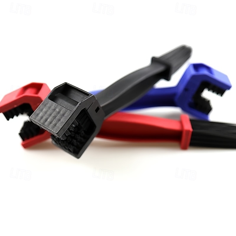 moto da 6 &Spazzola per la pulizia della catena della bicicletta, strumento di manutenzione a 3 lati per ingranaggi, pignone e cassetta, kit di pulizia per MTB e bici da strada, 3 colori (blu, rosso, del 2026 a $16.99 –P3
