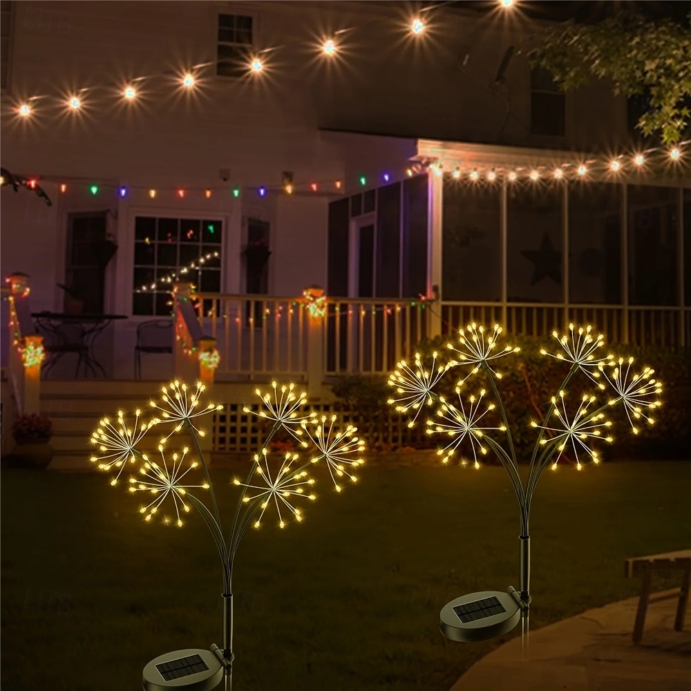 Guirlande lumineuse solaire en forme de pissenlit, effet feu d'artifice - 2 modes d'éclairage pour jardin, pelouse, camping, décoration de fête (1 pièce) de 2026 ? $19.99 –P5