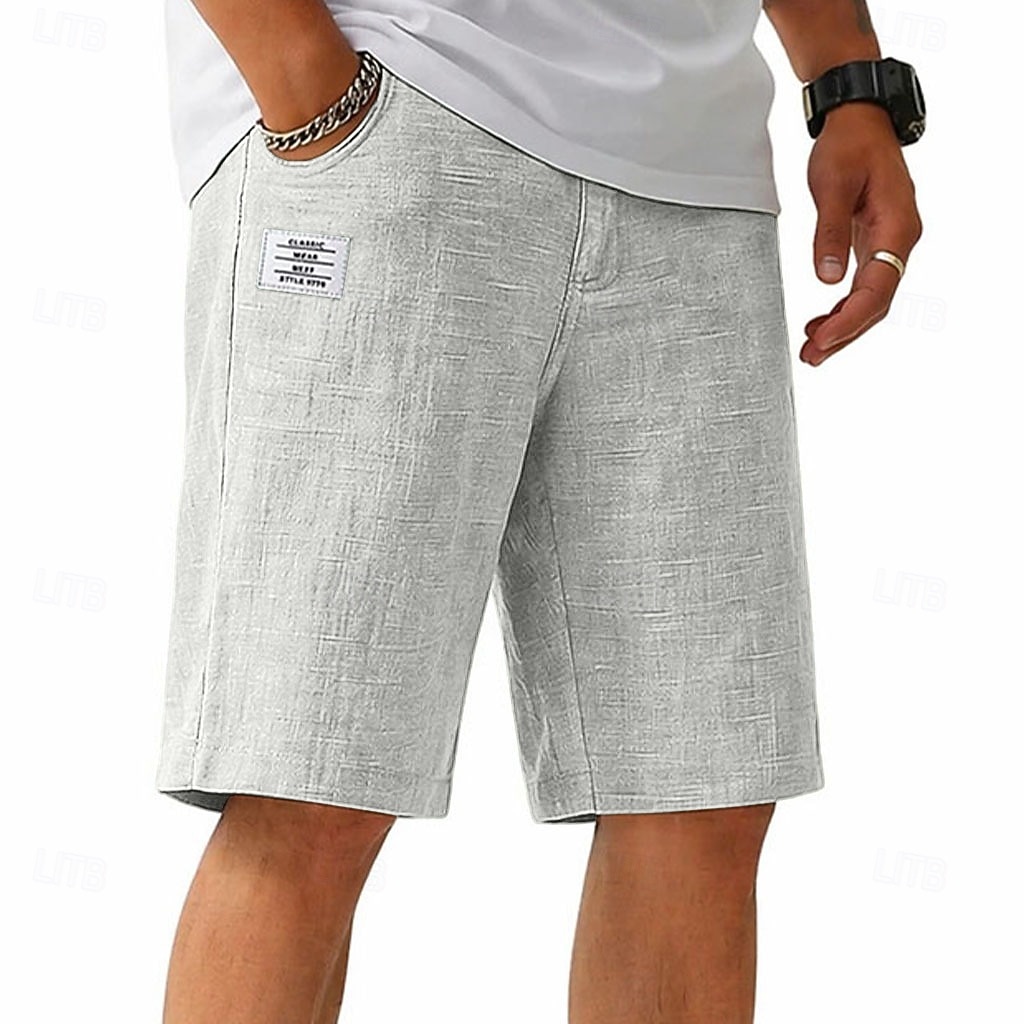 Hombre Pantalón corto Pantalones cortos de lino Pantalones cortos de verano Pantalones cortos casuales Correa Cintura elástica Plano Ligero Transpirable Longitud de la rodilla Diario Exterior Festivos 2026 - $22.99 –P1