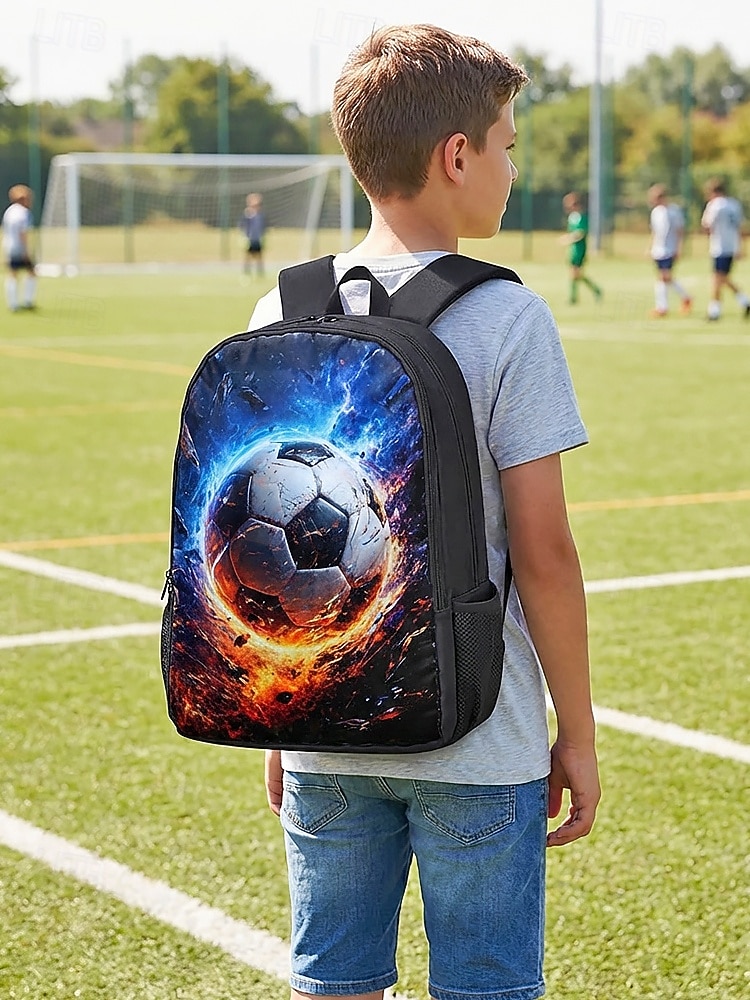 Barn Killars Fotbollsryggsäckset med Lunchväska  Pennfack Stor Kapacitet Skolväska för Grundskoleresor Idrott 2026 - $34.99 –P3