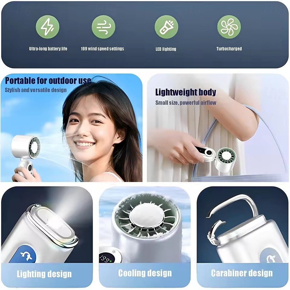 Cold Compress Handheld Fan, 100 Speeds Portable Personal Mini Fan with LED Display, Foldable USB Rechargeable Small Fan for Travel, Sports, Camping, High Velocity Personal Cooling 2026 - $38.99 –P5