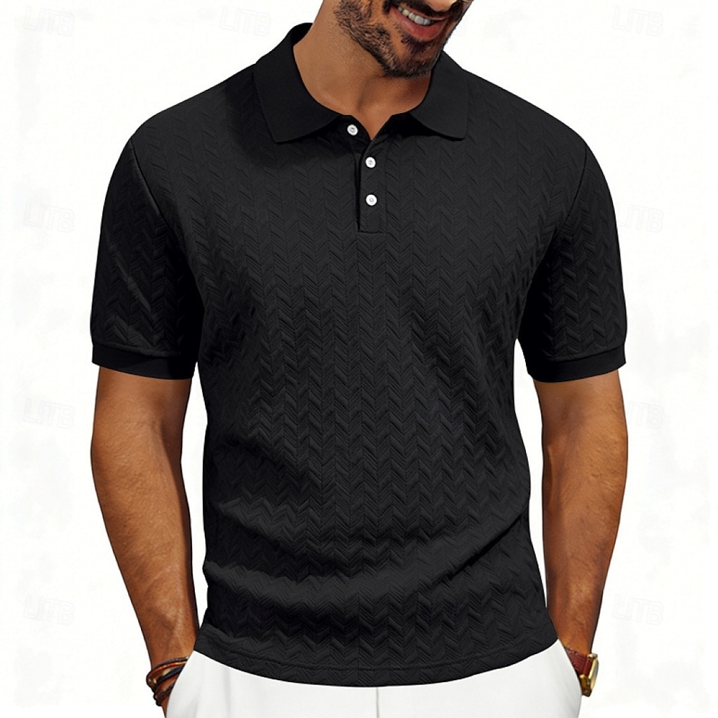 Men's Polo Polo Shirts Casual Street Lapel Short Sleeve Basic Modern Plain Lightweight Buttons Summer Spring Regular Fit Black White Khaki Dark Grey Army Green Polo 2026 - $21.99 –P15