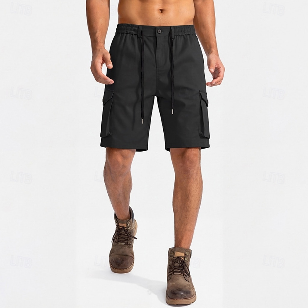 Men's Tactical Cargo Cargo Shorts Shorts Casual Shorts Drawstring Pocket Elastic Waist Plain Comfort Breathable Knee Length Casual Outdoor Beach Vacation Fashion Black Navy Blue Inelastic 2026 - $35.99 –P15