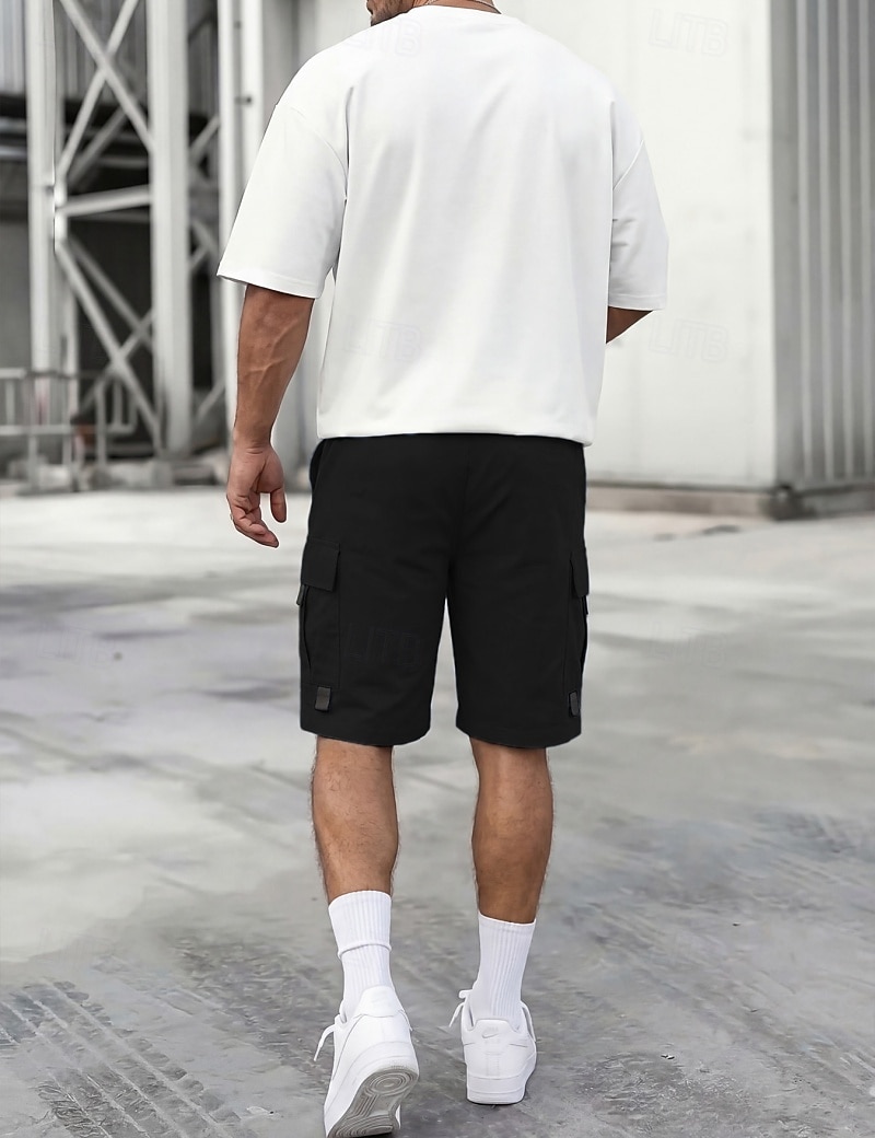 Voor heren Ladingbroek Cargoshorts Korte broek Casual korte broek Zak Elastische taille Effen Knielengte Casual Buiten Streetwear Modieus Streetwear Zwart Marineblauw Inelastisch 2026 - $22.99 –P6