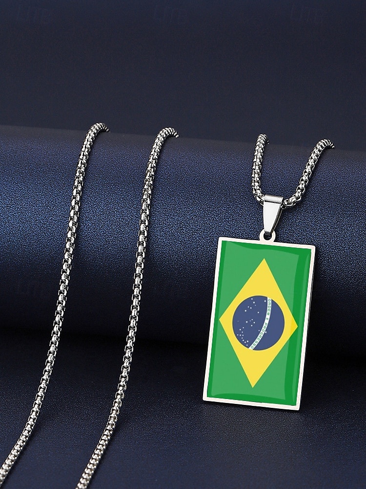 Collana da uomo con ciondolo a forma di bandiera in acciaio inossidabile, collana con catena a bandiera di diversi paesi per le partite di calcio, per sostenere i tifosi, per fare il tifo allo stadio, per l'abbigliamento sportivo casual e per tutti i gior del 2026 a $9.99 –P5