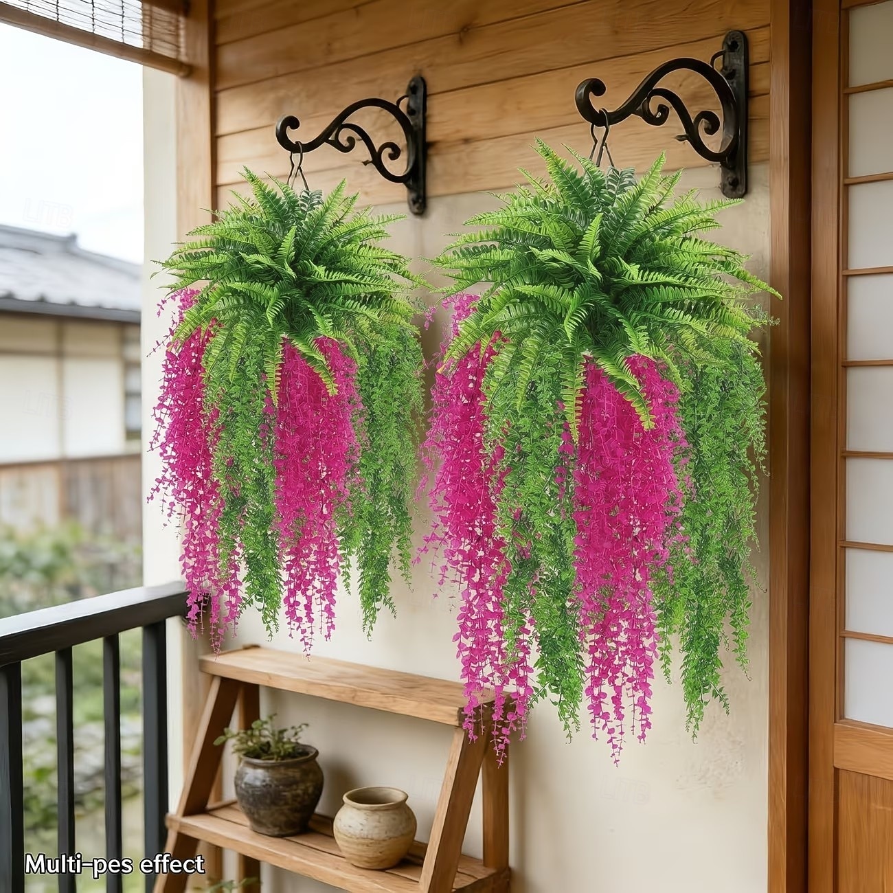 סט לתליית קיר מלאכותי של 4 שרכים ואקליפטוסים, קישוט מודרני לגינה ולפטיו, מושלם לאביב, יום האהבה, יום האם 2026 - $18.99 –P3