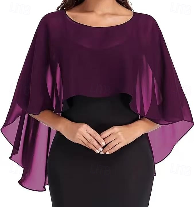 Damesomslag Bolero Moeder Wraps Bruids Wraps Wraps voor bruiloftsgasten Elegant Dames Formele Stijl Mouwloos Chiffon Bruiloftsomslagen Met Pure Kleur Voor Dagelijks Lente zomer 2026 - $34.99 –P6