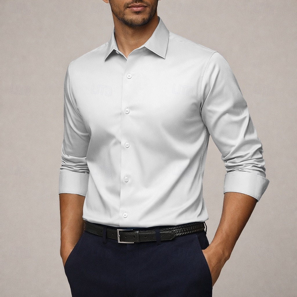 Per uomo Camicia Camicia in raso Camicia elegante Camicia con Bottoni Semplice Matrimonio Formale Blu chiaro Nero Bianco Verde Manica Lunga Bavero Tutte le stagioni Abbigliamento Puro del 2026 a $31.99 –P3