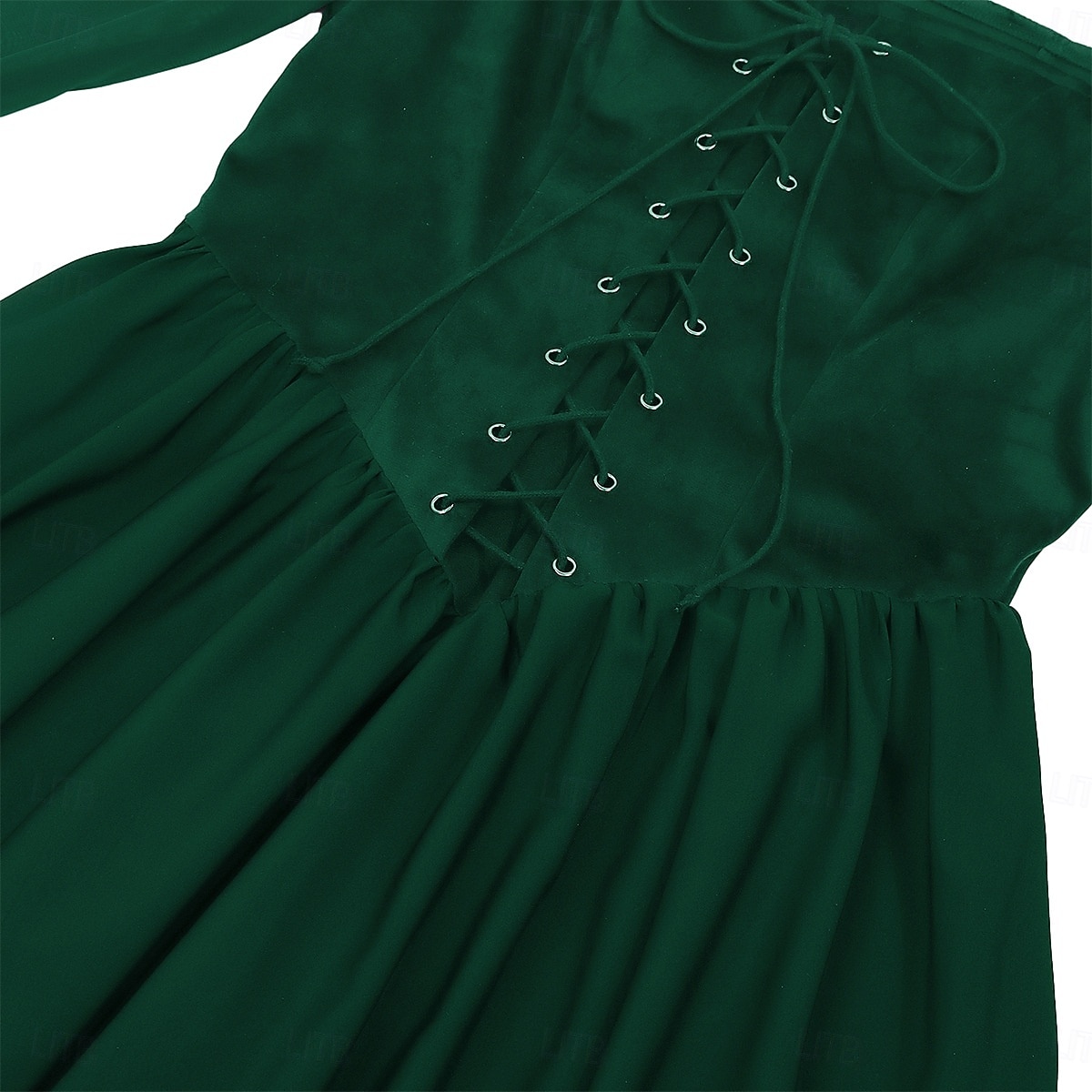 Středověké Renesanční ozdobný Po kotníky Šaty Dlouhé rukávy Víla Korzet Pevná barva Maškarní kostým Dámské Fantazie předvečer Všech svatých Karneval Plesová maškaráda Renesanční jarmark Retro 2026 - $57.99 –P3