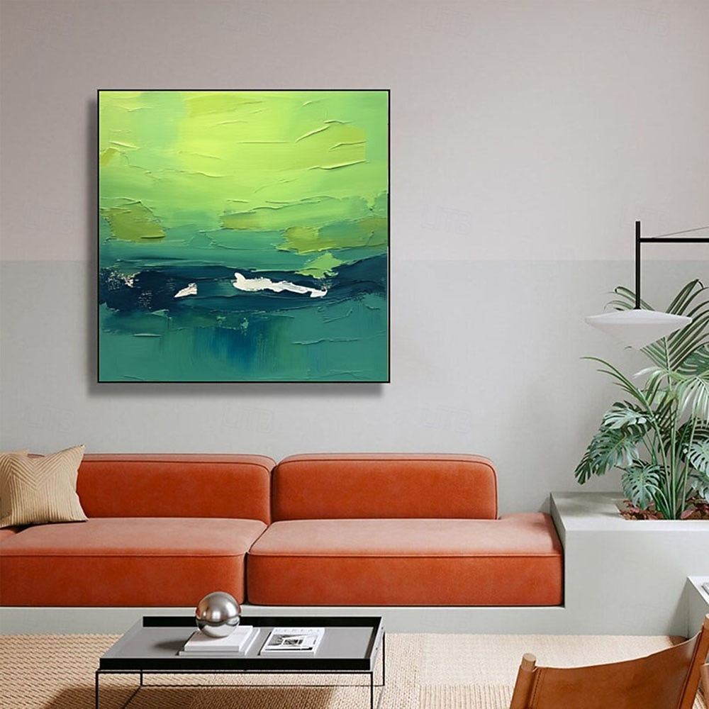 Abstract Green Landscape Oil Painting on Canvas Modern Textured ...