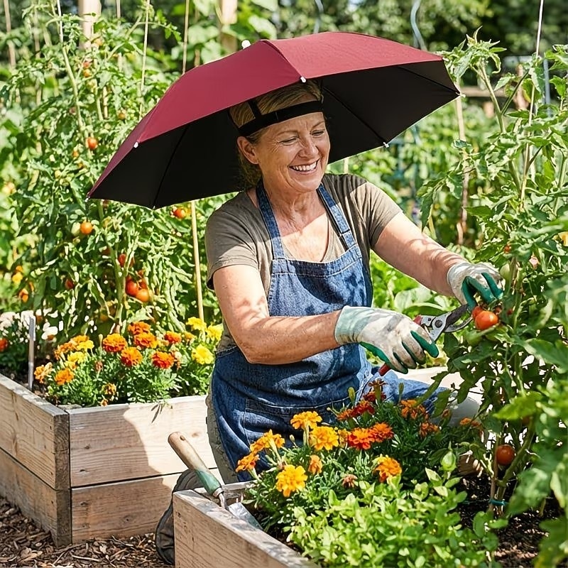 Chapéu de sol dobrável para atividades ao ar livre, leve e portátil, estilo guarda-chuva, acessório multifuncional para pesca, jardinagem, caminhadas e fotografia. &trabalho diário ao ar livre de 2026 por $6.75 –P1