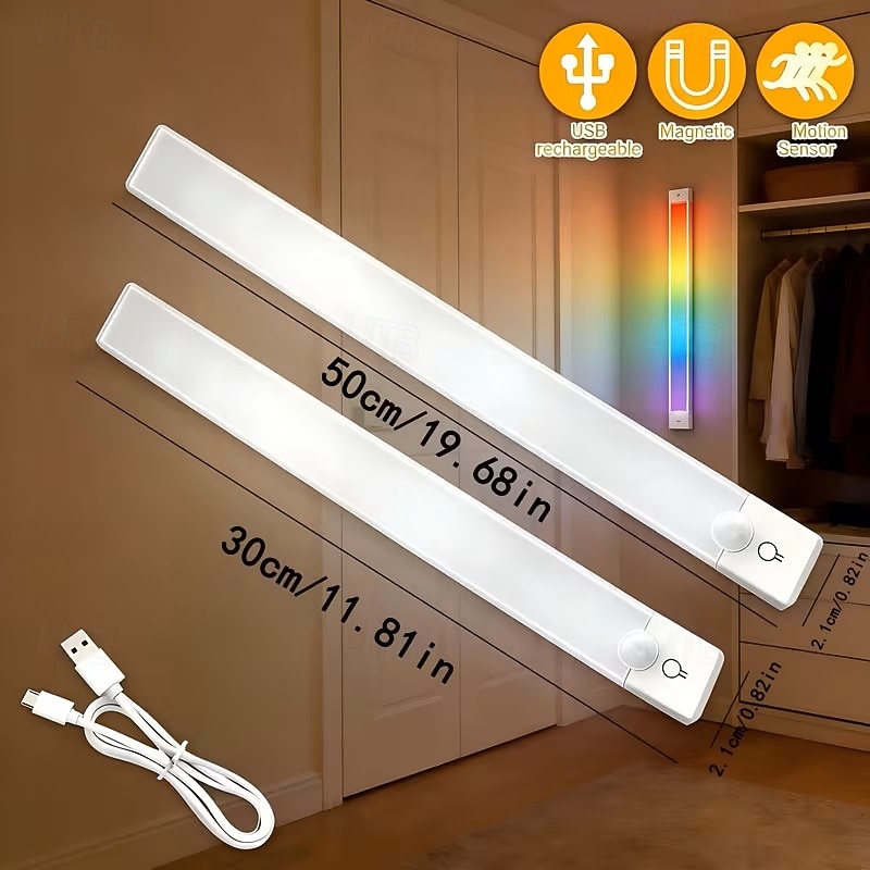 3PCS RGB Atmosphere Cabinet Light Charging Magnetic Induction LED Motion Sensor Night Light Wireless Cabinet Wardrobe Bedroom Lighting No Need To Drill Holes or Lay Wires Easy To Install 2026 - $23.99 –P12
