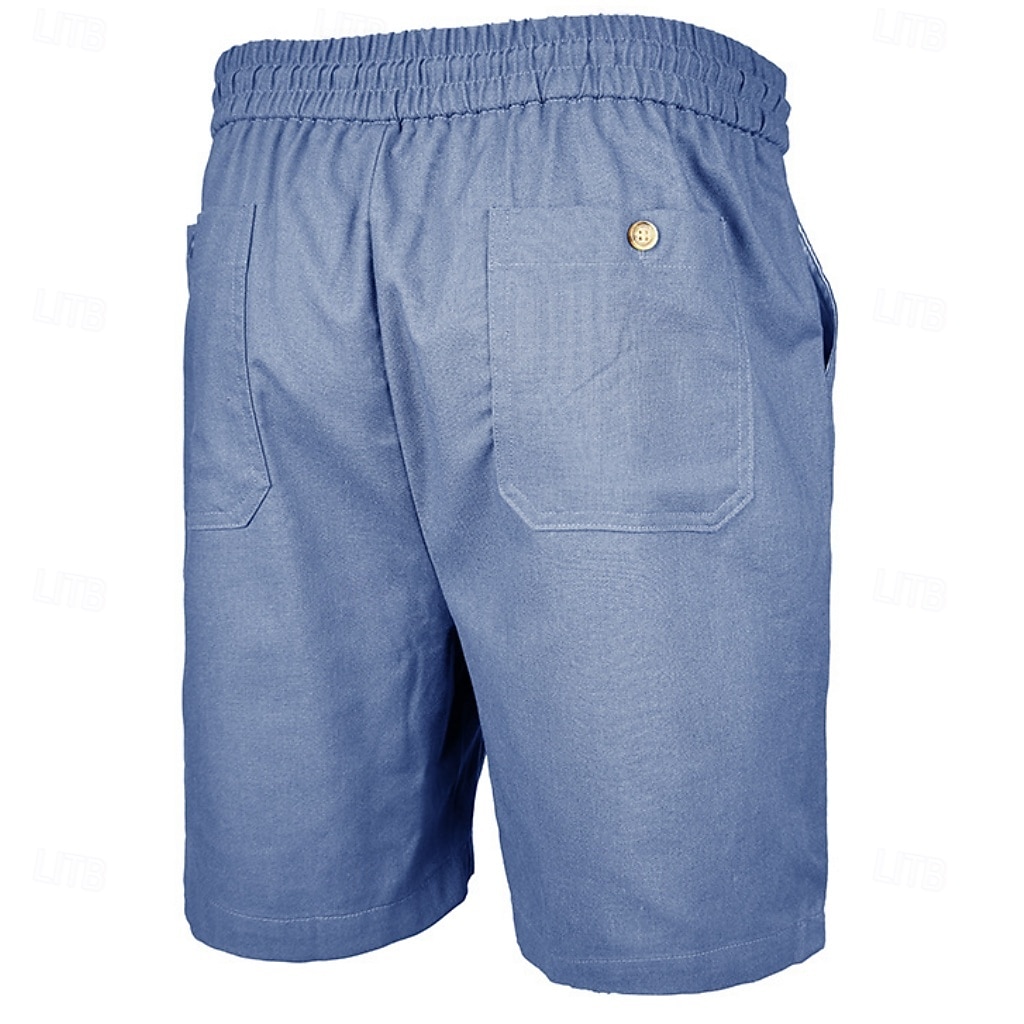 Men's Shorts Linen Shorts Summer Shorts Beach Shorts Drawstring Elastic Waist Plain Comfort Breathable Short Daily Outdoor Beach Vacation Fashion Blue Black Inelastic 2026 - $29.99 –P3
