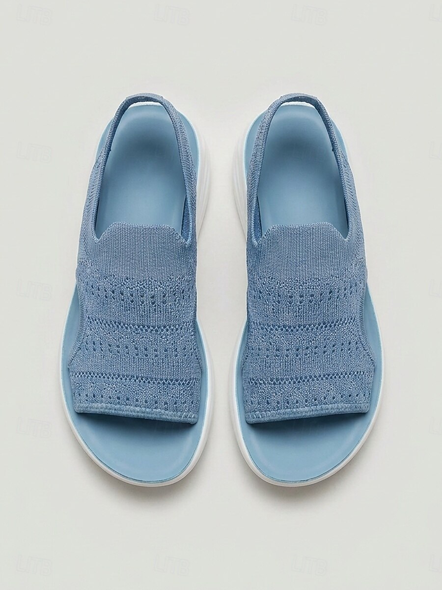 Sandálias esportivas femininas de malha azul – tecido elástico respirável, sandálias leves e confortáveis com sola acolchoada, ideais para caminhadas e viagens no verão. &roupa para uso diário de 2026 por $26.99 –P4