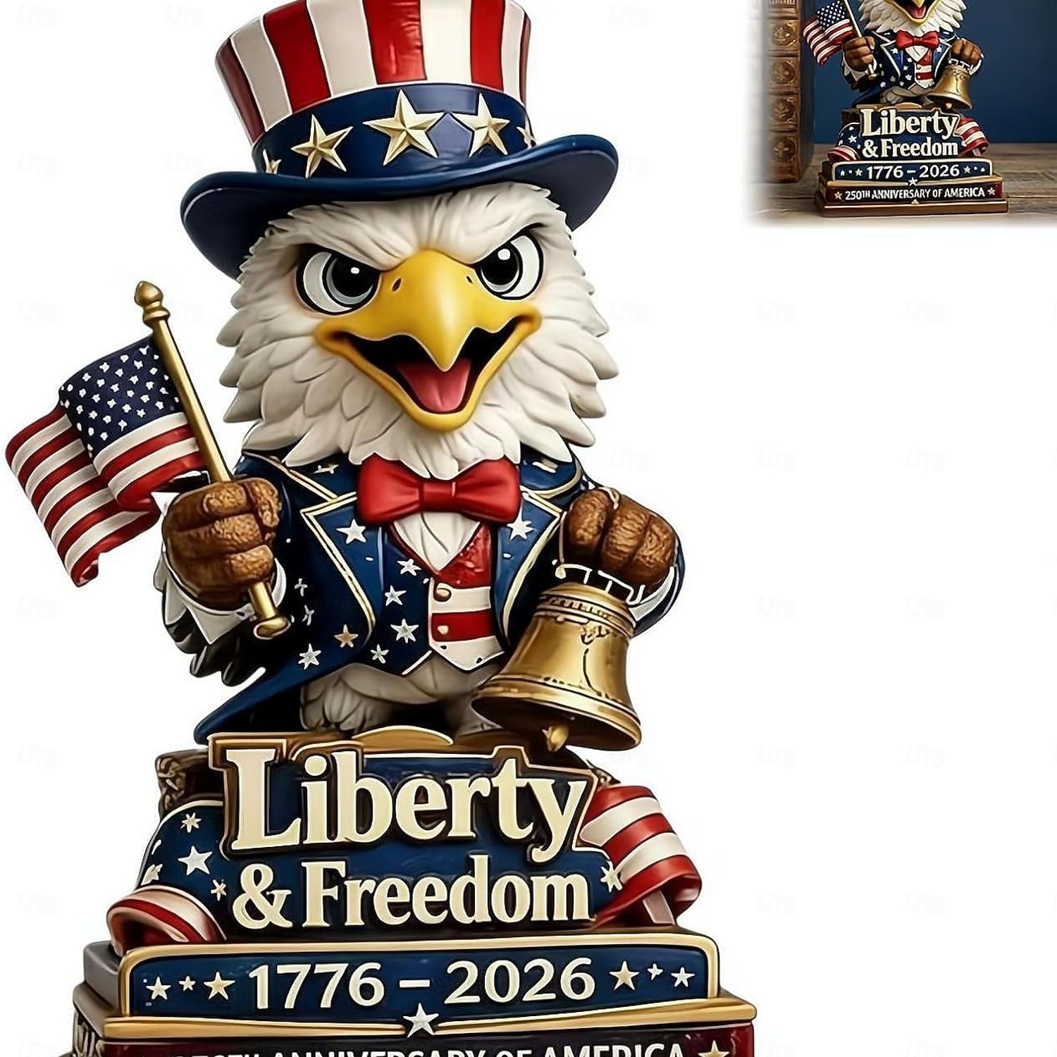 Figura de águila patriótica del 250 aniversario, libertad &Estatua de águila de resina con el símbolo de la libertad, decoración conmemorativa del 250 aniversario de EE. UU. para el hogar, la oficina 2026 - $33.99 –P1