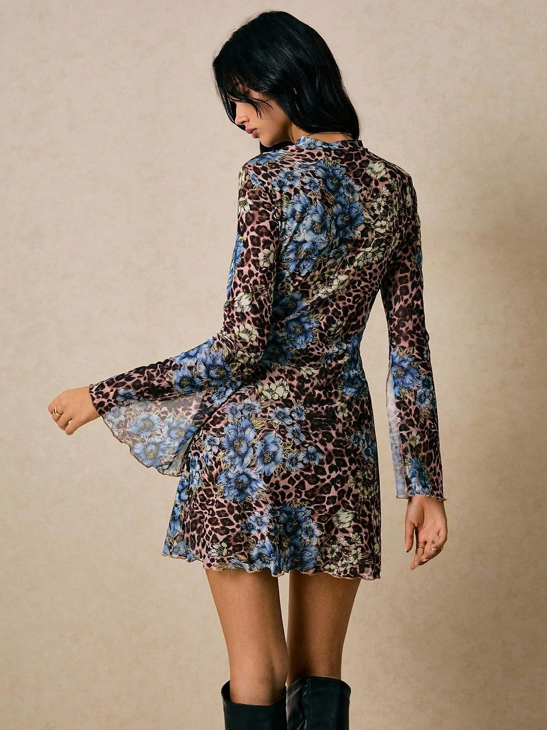 Women's Mini Dress Boho Dress Chiffon Vintage Outdoor Party Regular Fit Floral Long Sleeve Crew Neck flower Pink Spring Fall Autumn 2026 - $27.99 –P6