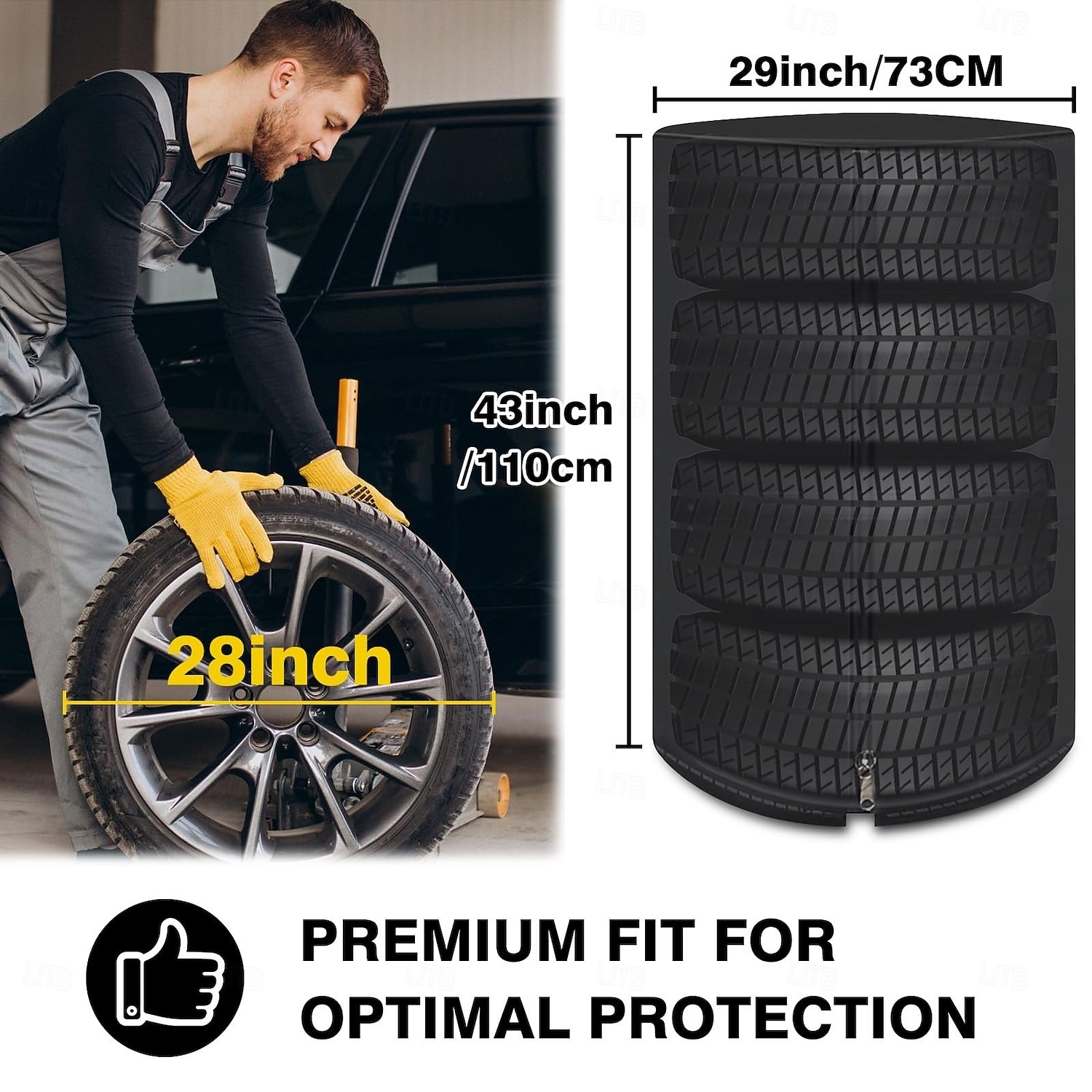 Capas para armazenamento de pneus, capa grande para pneus de inverno, impermeável, com bolsa de armazenamento prática, capa resistente às intempéries para empilhar pneus (comporta 4 pneus, diâmetro de de 2026 por $18.99 –P7