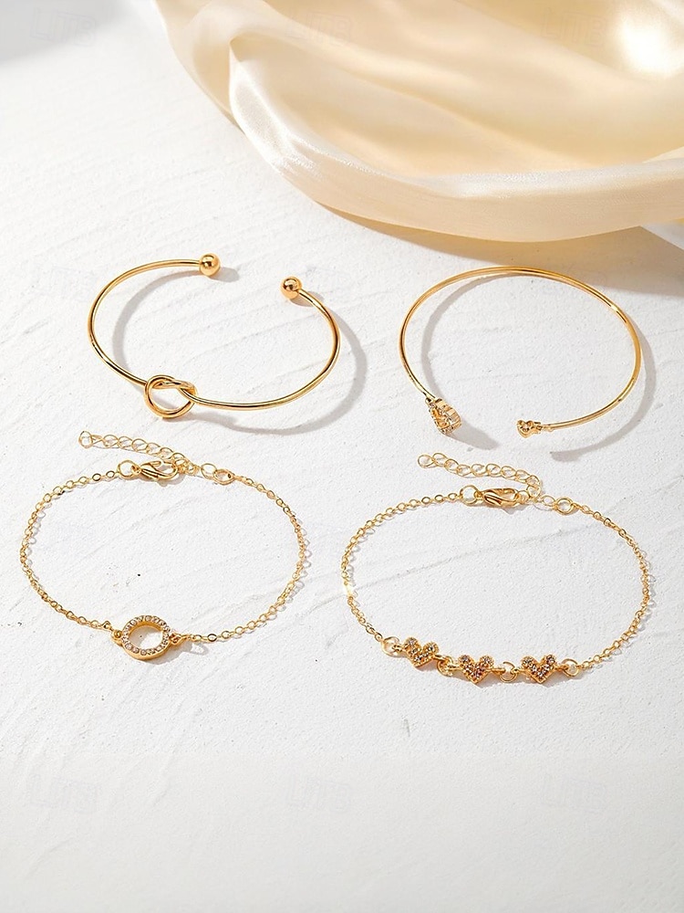 Set di 4 bracciali da donna in lega, stile bohémien, impilabili, perfetti per le vacanze al mare, l'uso quotidiano e gli outfit estivi. del 2026 a $7.99 –P4